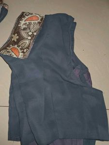 Embroidered Saree with Blouse stiched