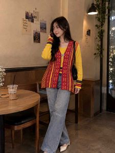 Yellow & Pink Patterned Long Cardigan
