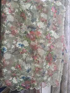 Floral organza Dupatta with Lace Trim