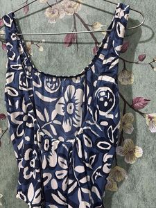 Navy Floral Print One-Piece Swimsuit