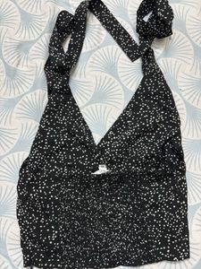Chic Polka Dot Halter Neck Crop Top