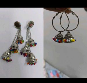 Boho Jhumka Earrings with Beads