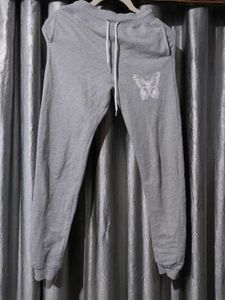 Gray Butterfly Print Sweatpants