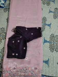 Elegant Pink Saree with Embellished Border