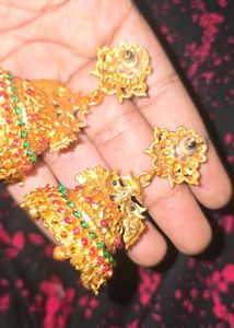 Griiham Stone Studded Jhumka Earrings