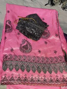 Pink Embroidered Saree