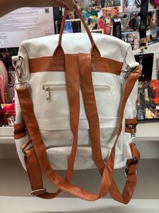 Stylish White &amp; Brown Backpack
