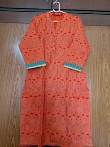 Orange Ethnic motifs Kurta