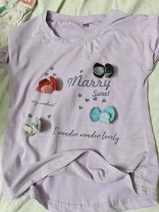 Cute Owl Print Yellow T-Shirt and purple T Shir
