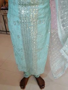Elegant Blue Sequined Kurta Set