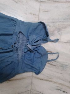 Denim Tie-Front Midi Dress
