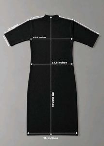 BLACK HIGH-NECK SHORT-SLEEVE BODYCON DRESS