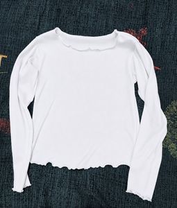 White Ruffled Long Sleeve Top