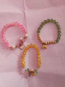 Beaded Charm Bracelet Set pack of 3