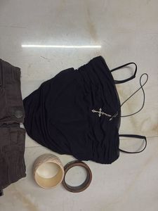 Chic Black Ruched Cami corset