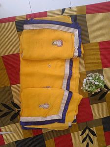 mustard Embroidered Saree