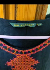 Embroidered Navy Dress