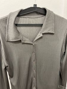 Stylish Ribbed Button-Up Shirt