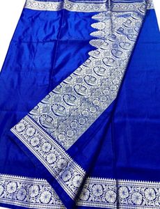 Royal Blue Silk Saree with Silver Border