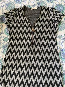 Black &amp; Silver Zig-Zag Qipao Maxi Dress
