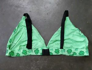 Green Clover Print Bra