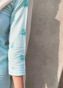 Sky Blue Cotton Kurta Set