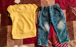 New Cute Yellow Top &amp; Jeans Set