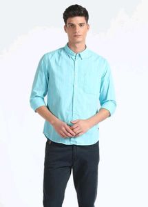 Classic Light Blue Striped Casual Shirt