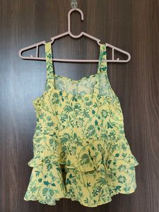 Yellow Floral Ruffle Top