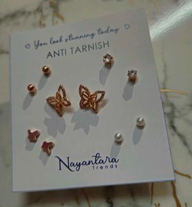 Butterfly Stud Set Of 5 EARRINGS Anti Tarnish