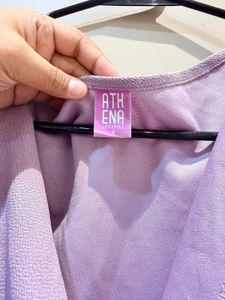 Lavender Puff Sleeve Wrap Dress