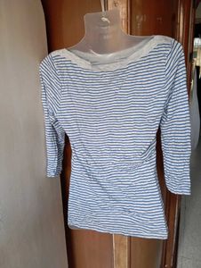 GAP Striped 3/4 Sleeve Top