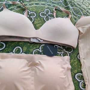 3 Piece Nude bra &amp; sand sleepwear Set
