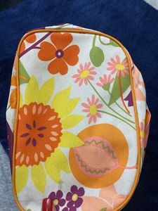 Clinique Cosmetic Bag White Orange Floral Zip