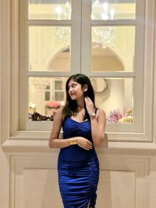 Royal Blue Ruched Mini Dress