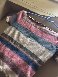 Striped Off-Shoulder Crop Top