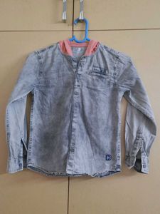Boy's  Denim Hooded Shirt