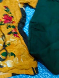 Yellow Printed Kurta 34-36 with Green Pants