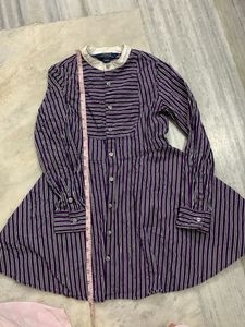 Purple Striped Button-Up Kurta