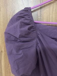 Stylish Purple Puff Sleeve Dress
