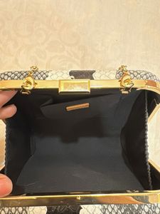Chic Black &amp; White Box Clutch with Chain