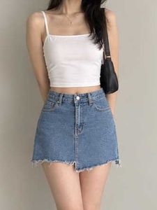 Korean Light Wash Denim Mini Skirt