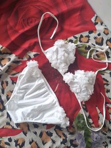 White Floral Bikini Set