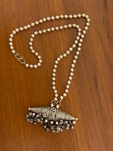 Boho Oxidized Silver Pendant Necklace