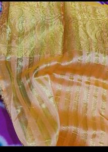 Elegant Golden Cotton Silk Saree