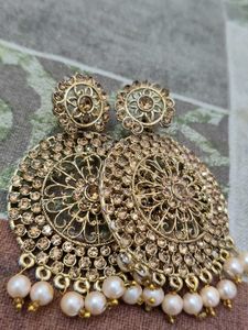 Exquisite Gold Jhumkas with Pearls