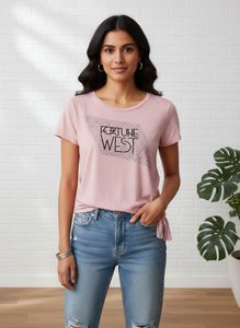 Pink "Fortune West" Graphic Tee