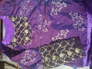 Stunning Purple Kurta Set with Gold Embellishments