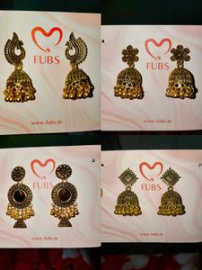 Gold jhumka earrings set combo of 4 pieces