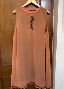 Orange Embroidered Dress
